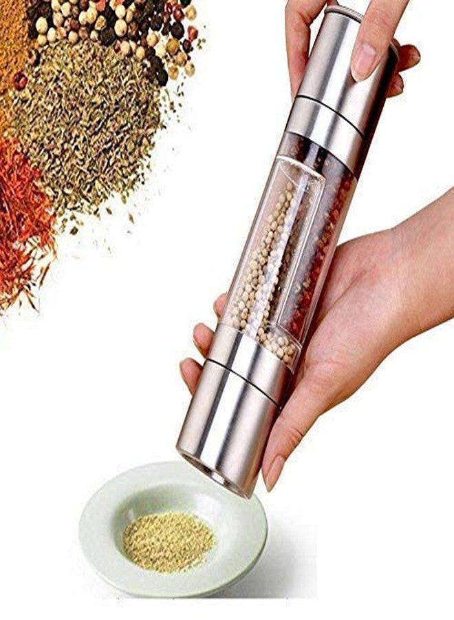Nirvisha Stainless Steel 2 in 1 Adjustable Ceramic Shaker Spice Hand Mill Kitchen Tool - Image 1